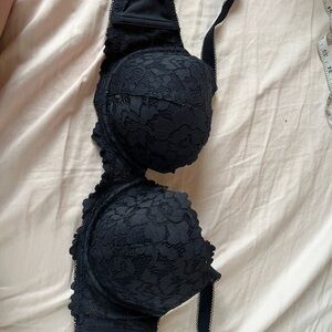 Blue Lace Full-Coverage Bra with Underwire Support